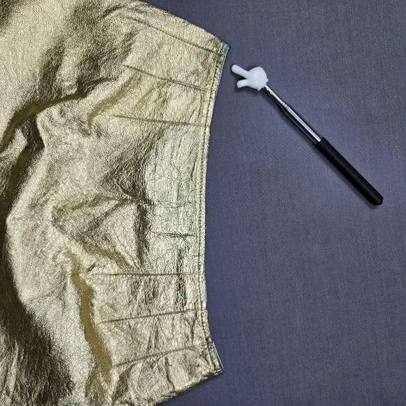 Melanzona Size 6 Metallic Gold Leather Pencil Skirt Vintage Bergdorf Goodman - Picture 4 of 8